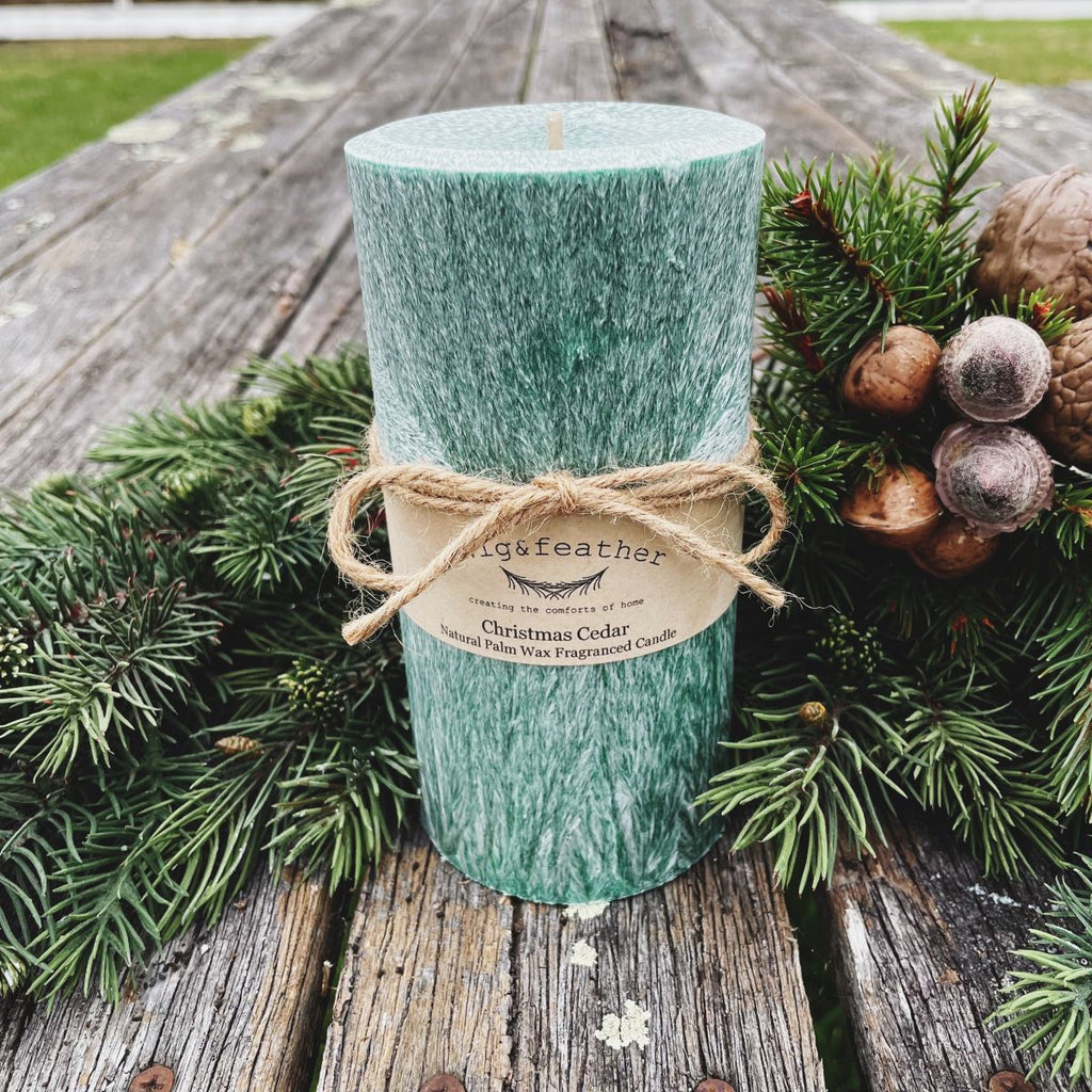 Twig and Feather Christmas Cedar scented candle in palm wax 80 hours