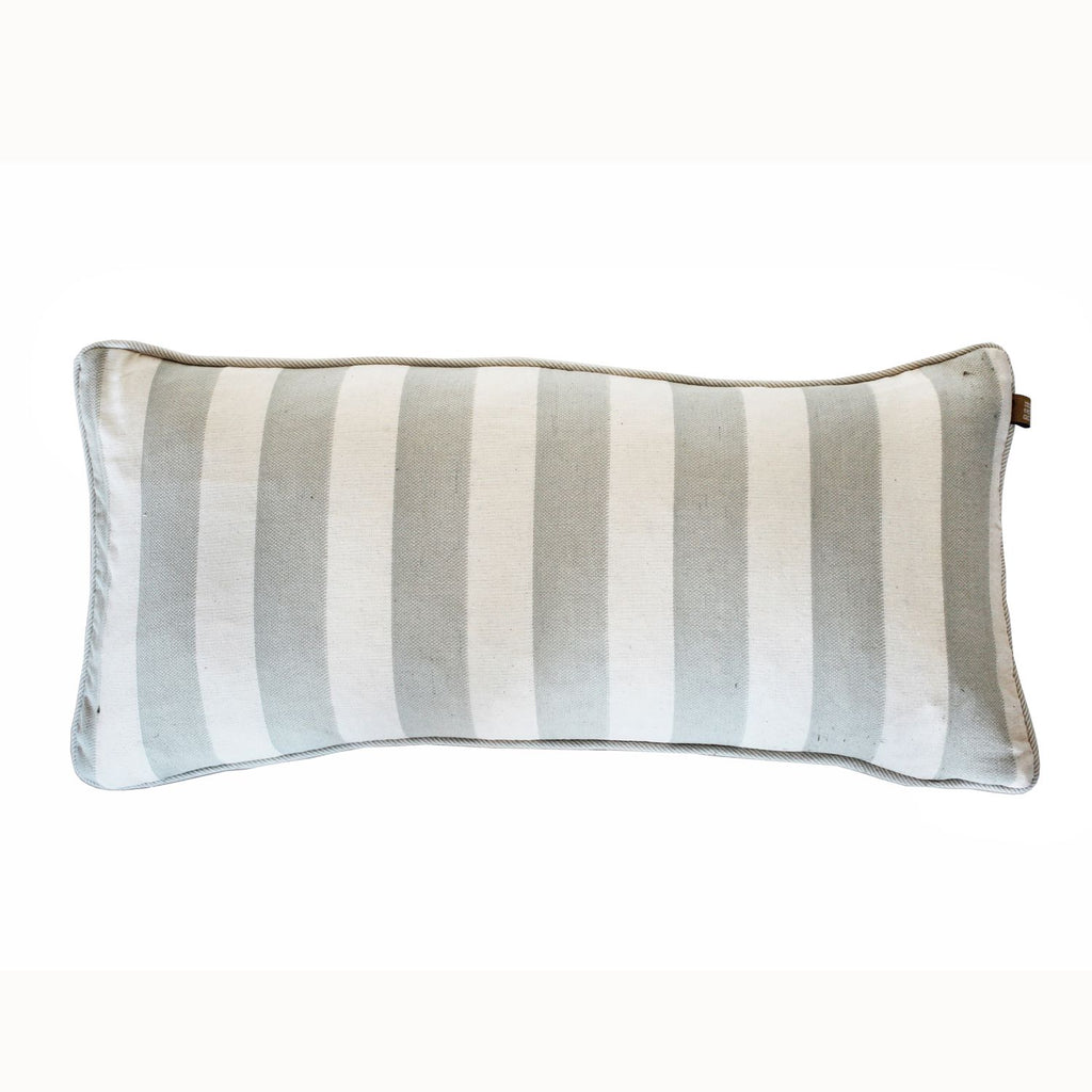 Twig and Feather bold stripe breakfast or lumbar cushion in sage by Raine & Humble