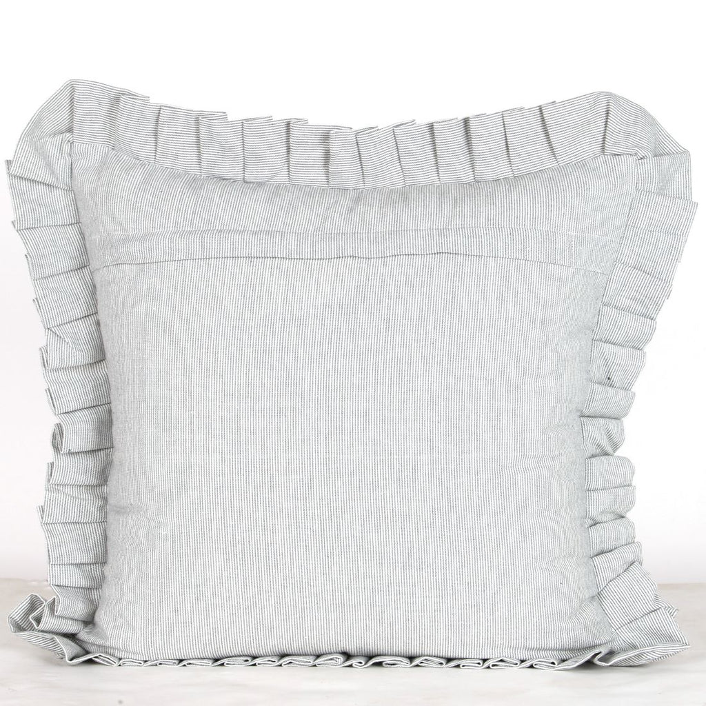 Pin Stripe – Cushion with Frill - Charcoal – 50cm x 50cm