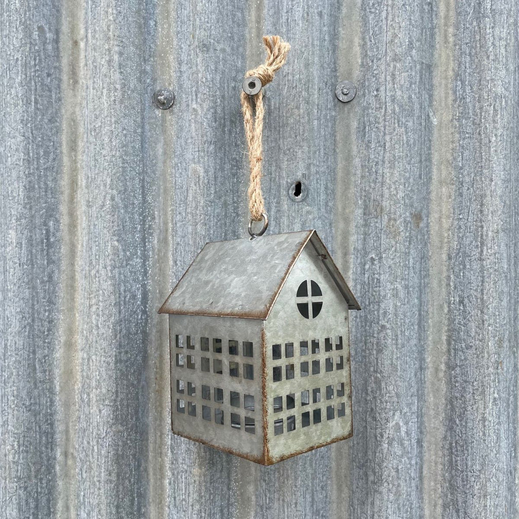 Twig and Feather metal house tealight lantern