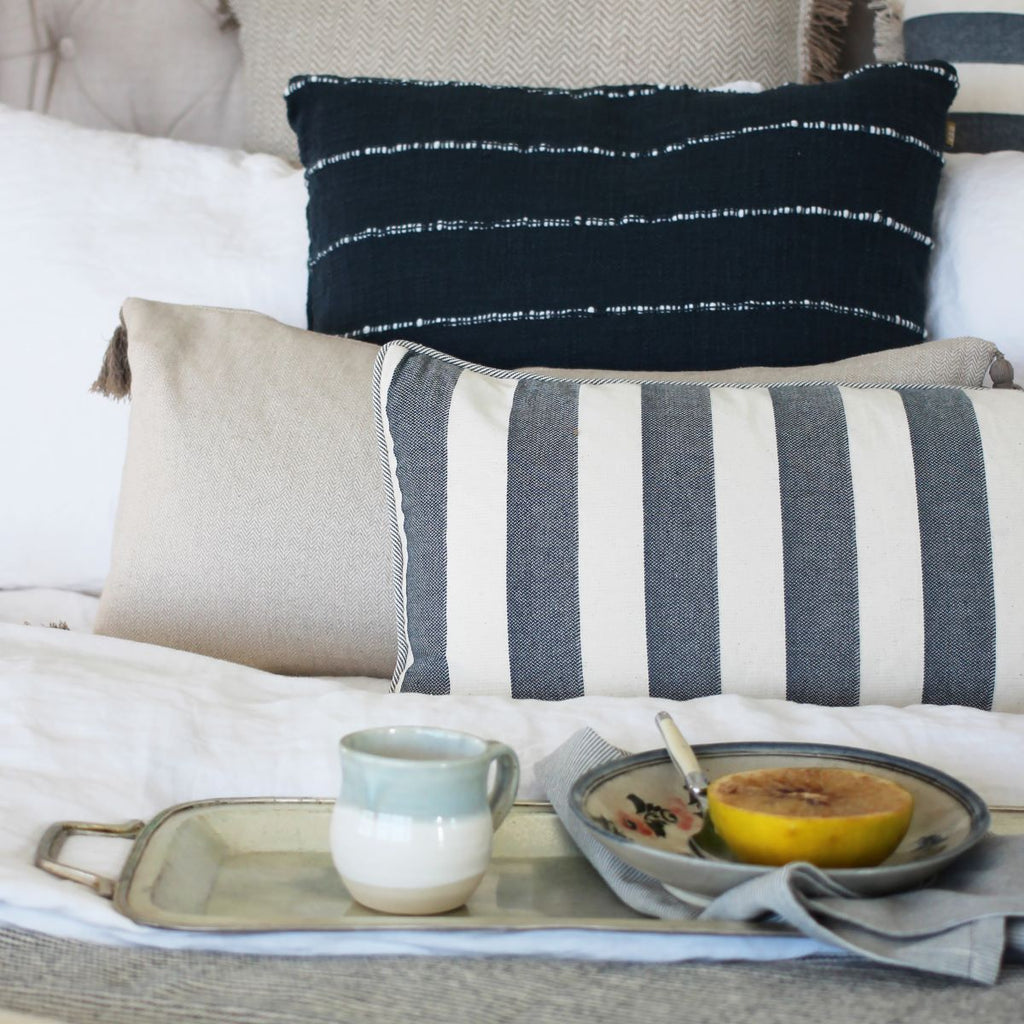 Bold Stripe – Breakfast Cushion – Dark Slate – 30cm x 60cm