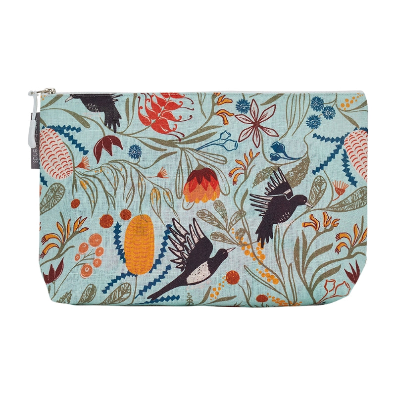 Twig and Feather cosmetic bag large in magpie floral design by Annabel Trends