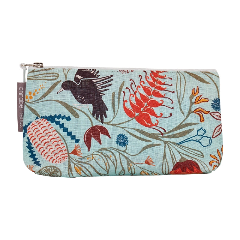 Twig and Feather small cosmetic bag in magpie floral design by Annabel Trends