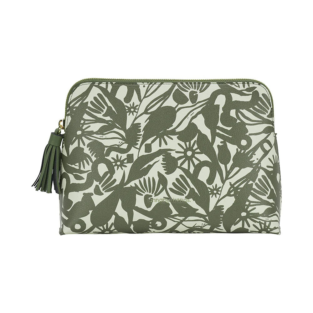 Twig and Feather cosmetic bag large in abstract gum design by Annabel Trends