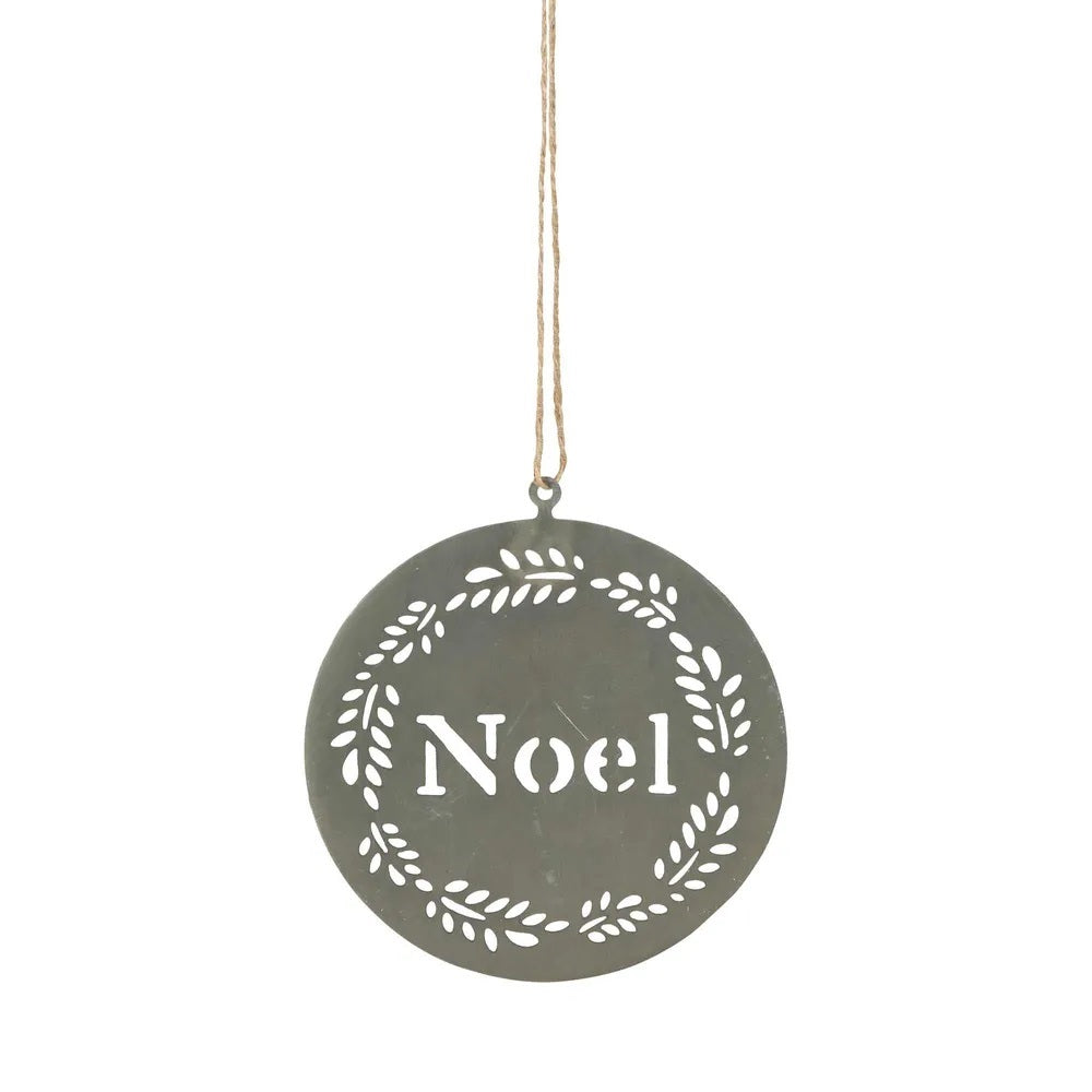 Twig and Feather Noel cut out decoration made from iron and jute
