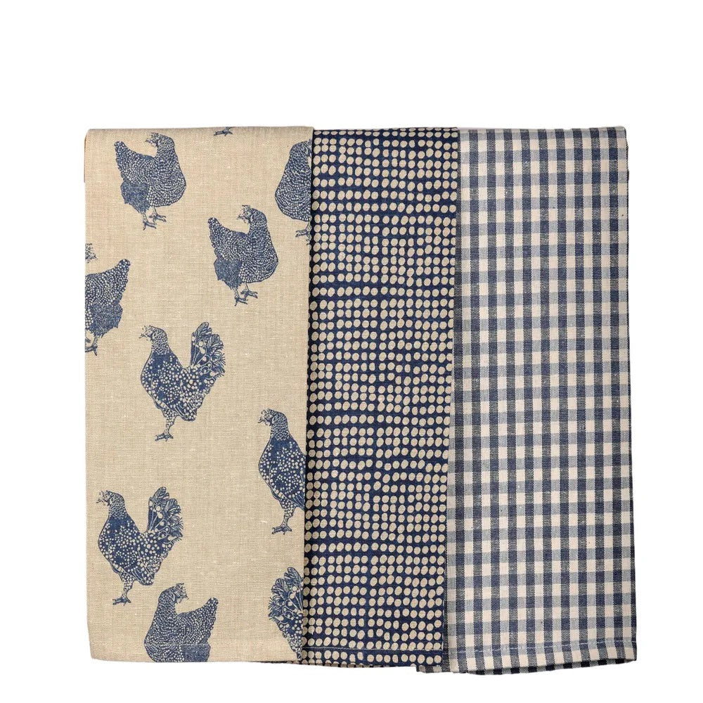 Gingham & Henrietta - Tea Towel - 3pk – Blue