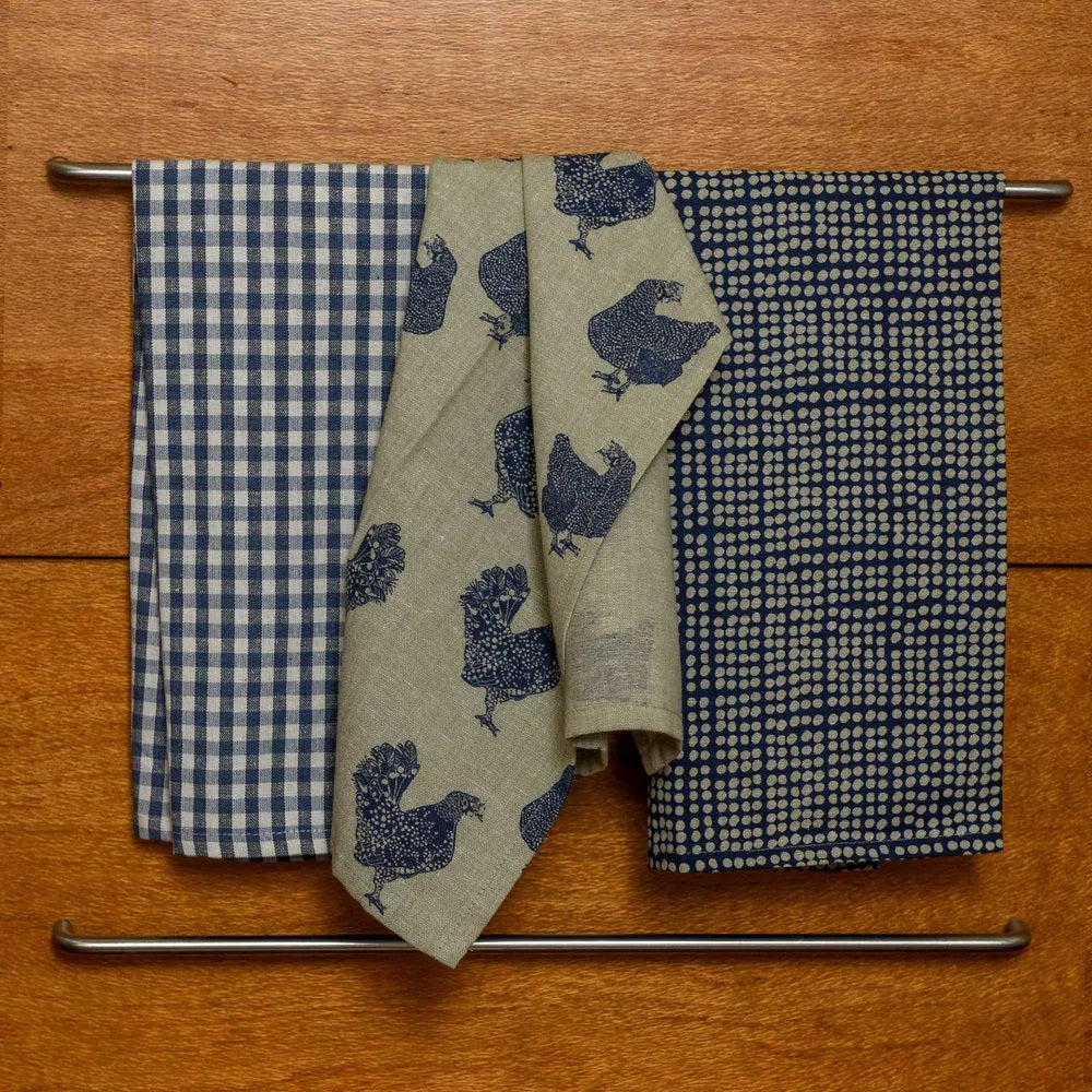 Gingham & Henrietta - Tea Towel - 3pk – Blue