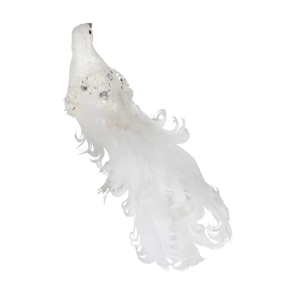 Glitter Bird with Clip – Giselle - White