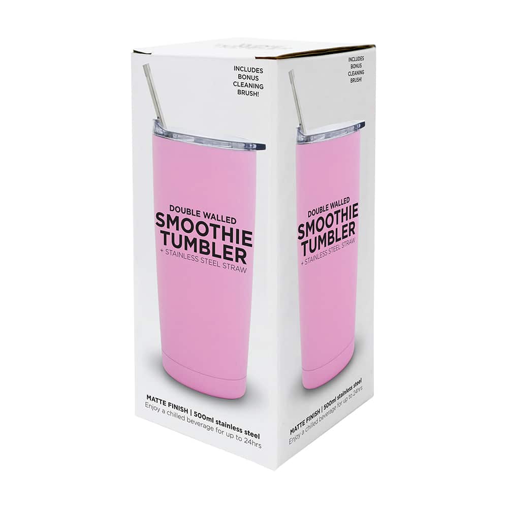 Smoothie Tumbler – Pink – Double Walled - 500ml